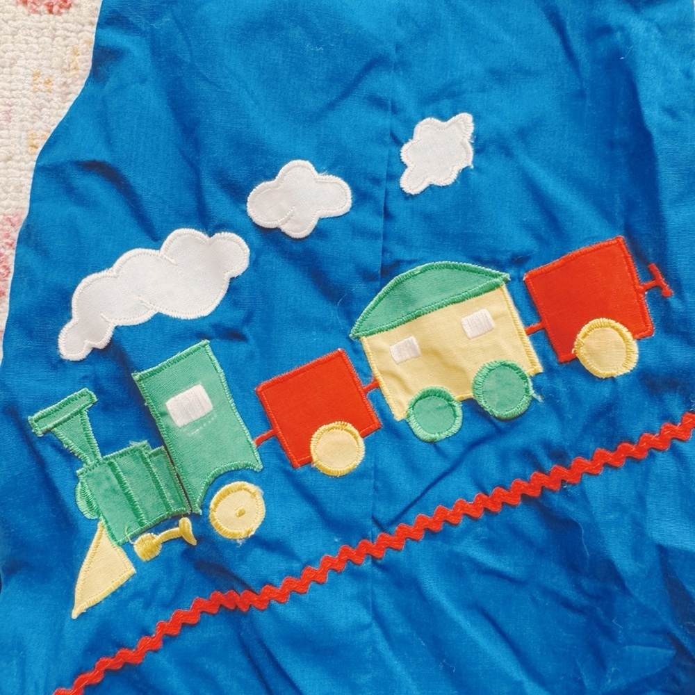 Team Pals, Blue Train Print Kids Overalls - Picture 3 of 5